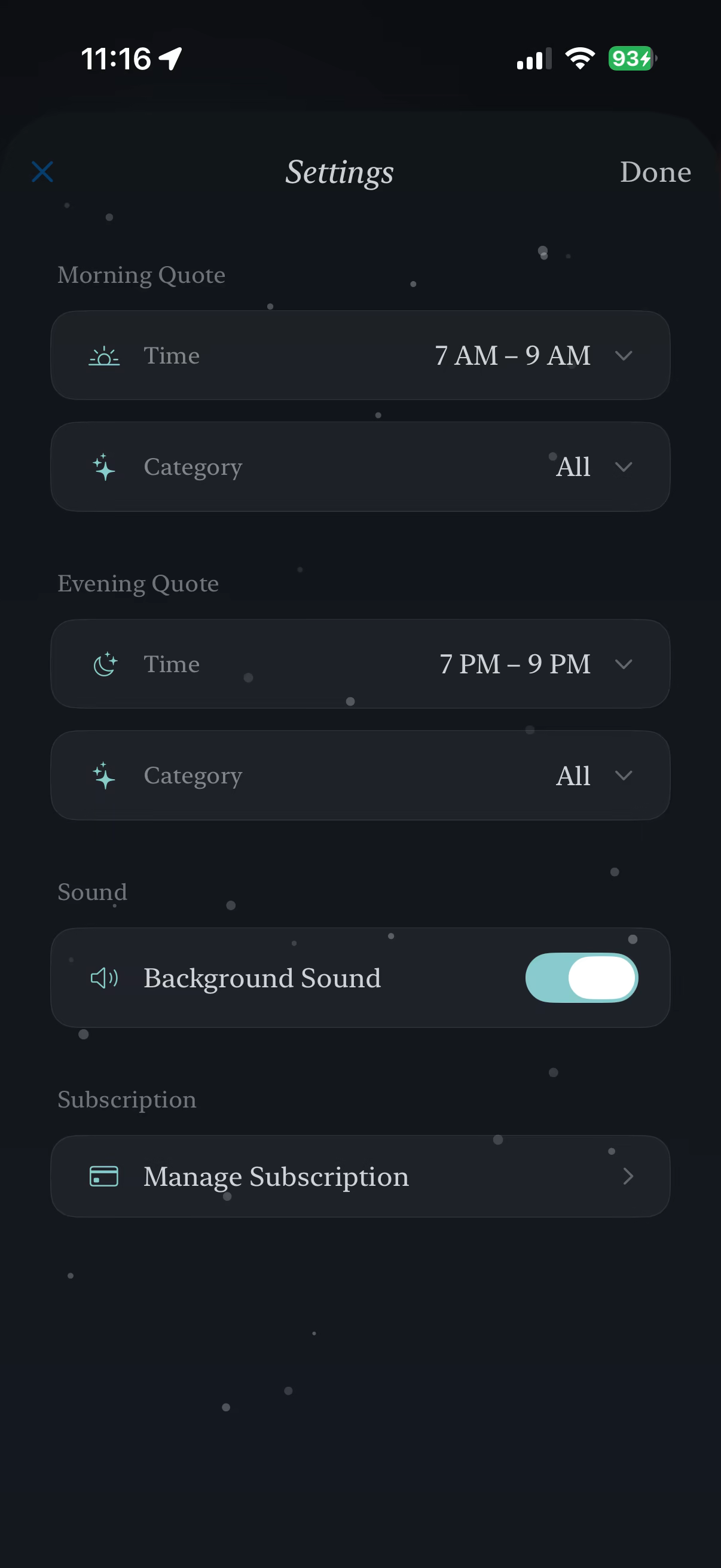 Settings